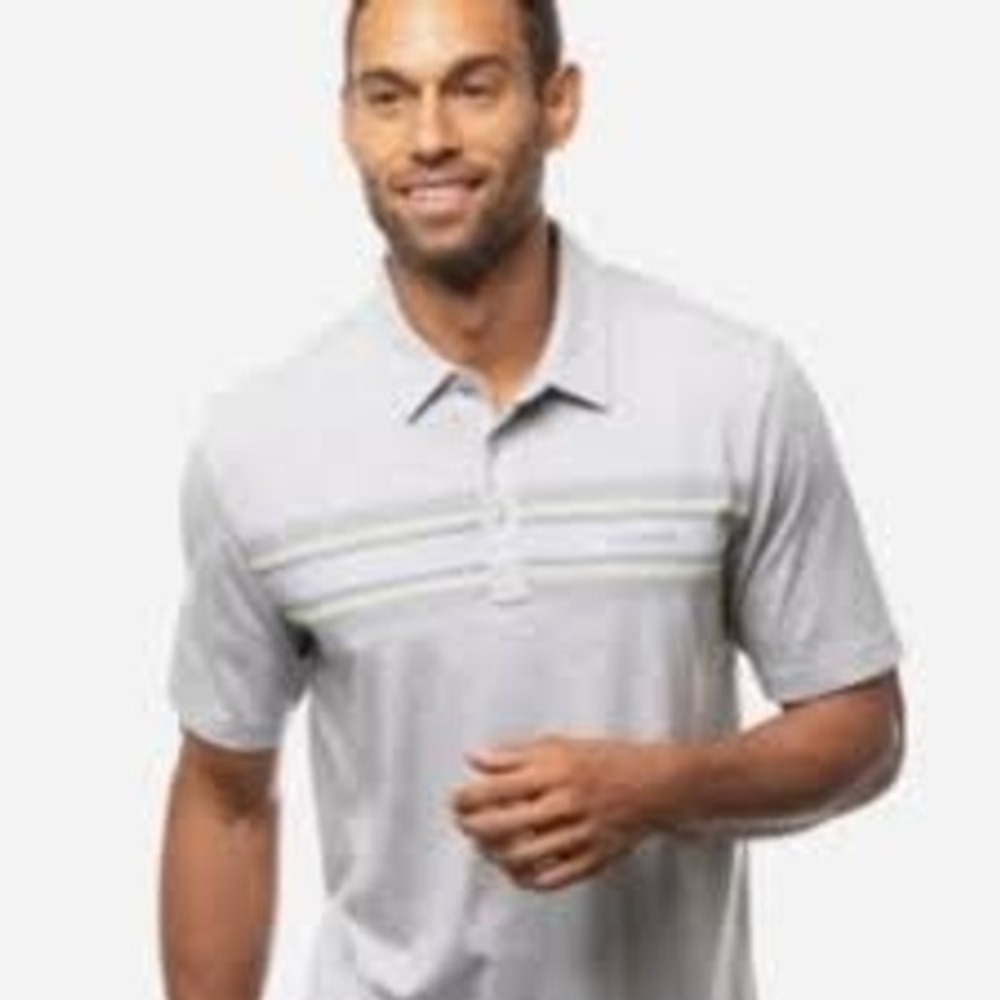Adidas Polo Shirt Men XL Grey Primegreen Striped Golf Performance GM0235